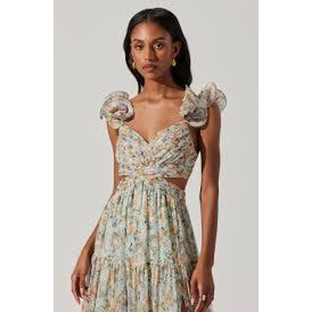 ASTR The Label Fritillaria Maxi Cut Out Dress in Mint Purple small